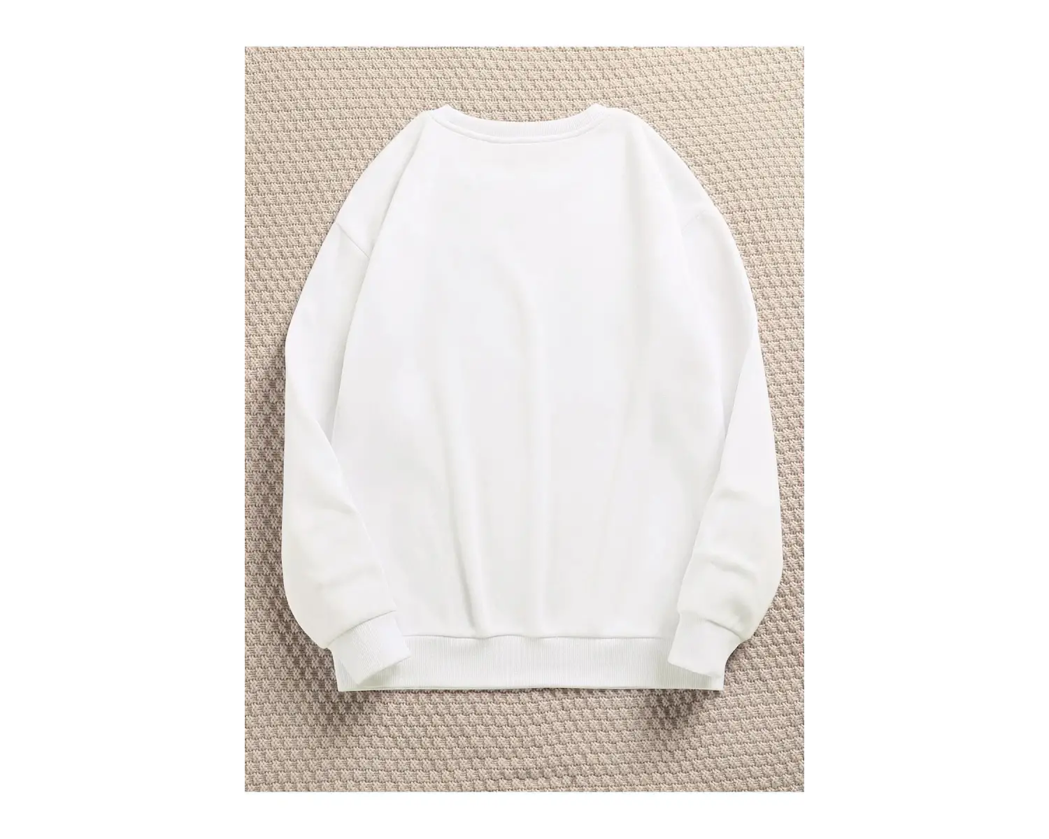 Minimal Örümcek Renkli Oversize Bisiklet Yaka Pamuklu Sweatshirt Beyaz