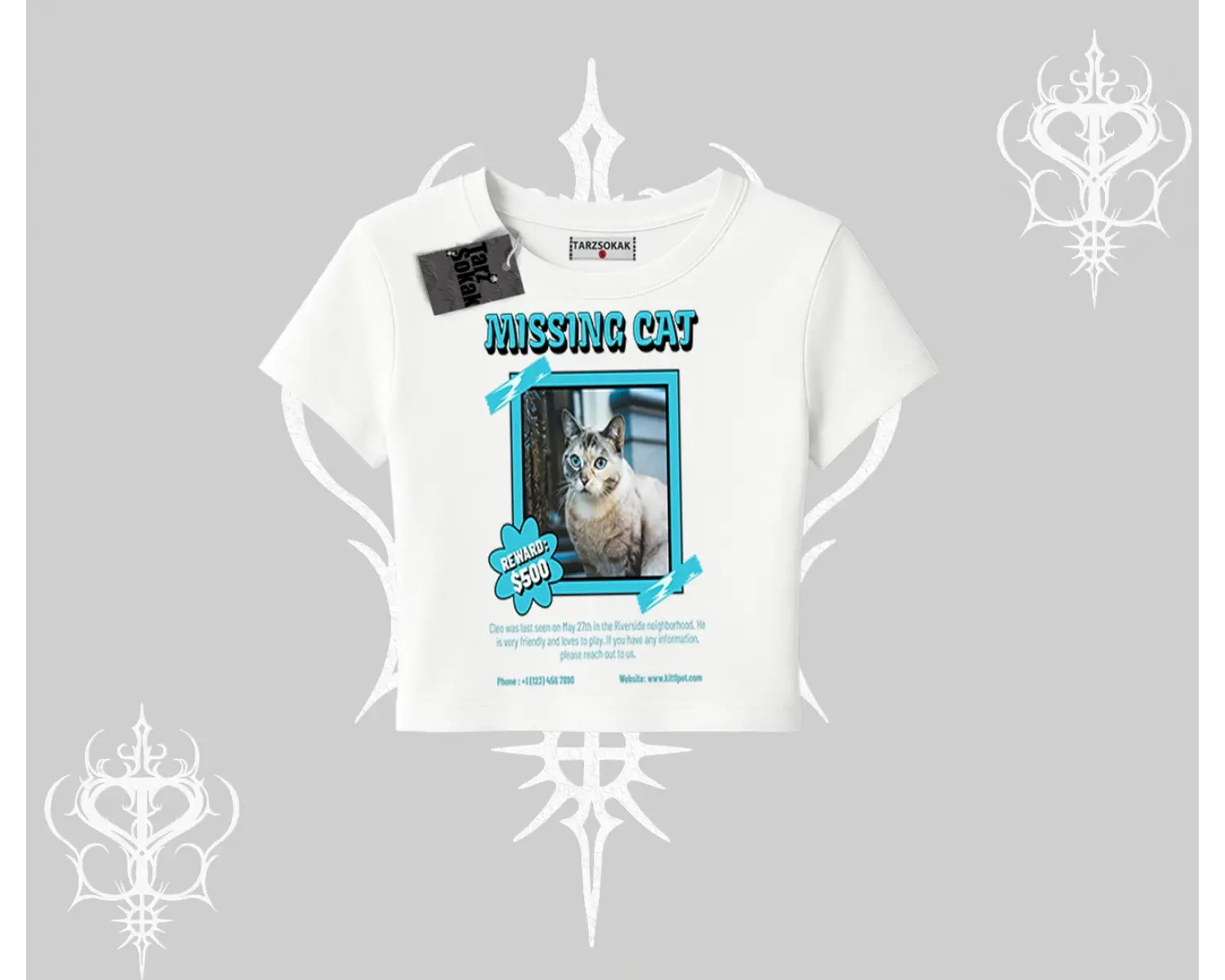 Missing Cat Baskılı Babby Tee Tshirt
