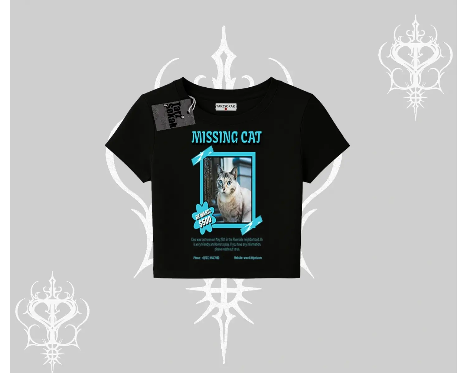 Missing Cat Baskılı Babby Tee Tshirt