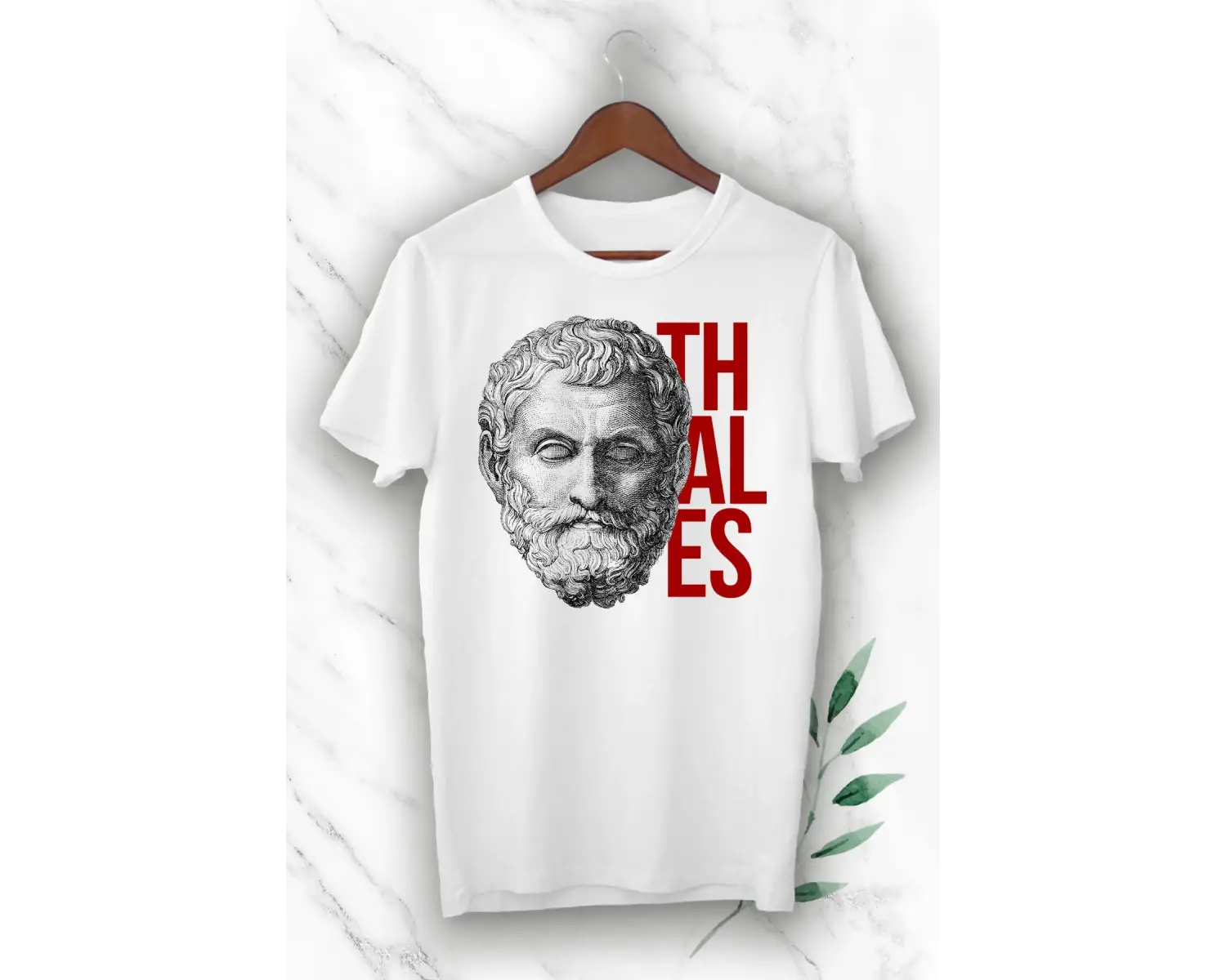 Mitoloji Yedi Bilgenin Ilki Matematikçi Thales Baskılı Beyaz Unısex Tişört