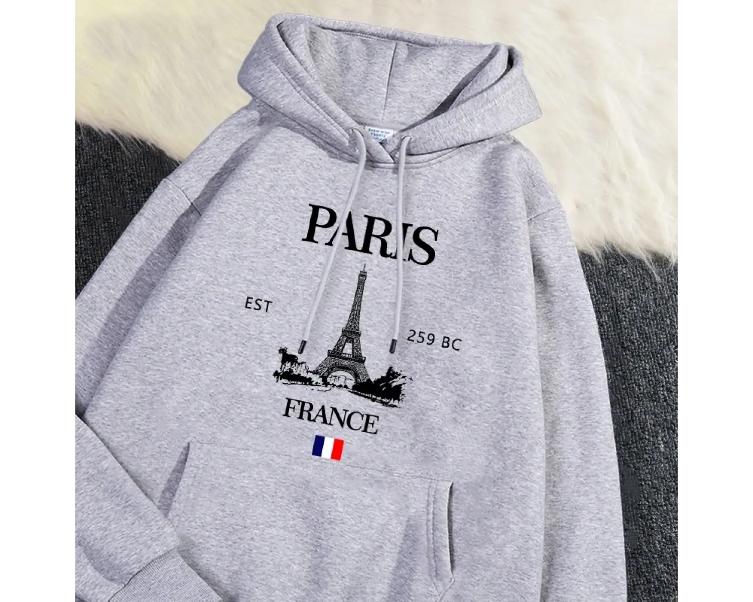 Moda bayan Hoodies Paris fransa eyfel kulesi baskı kazak cep yumuşak sıcak nefes kazak sonbah