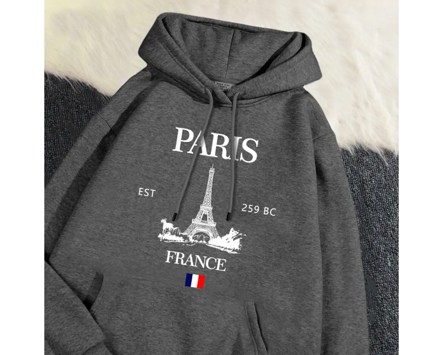 Moda bayan Hoodies Paris fransa eyfel kulesi baskı kazak cep yumuşak sıcak nefes kazak sonbah