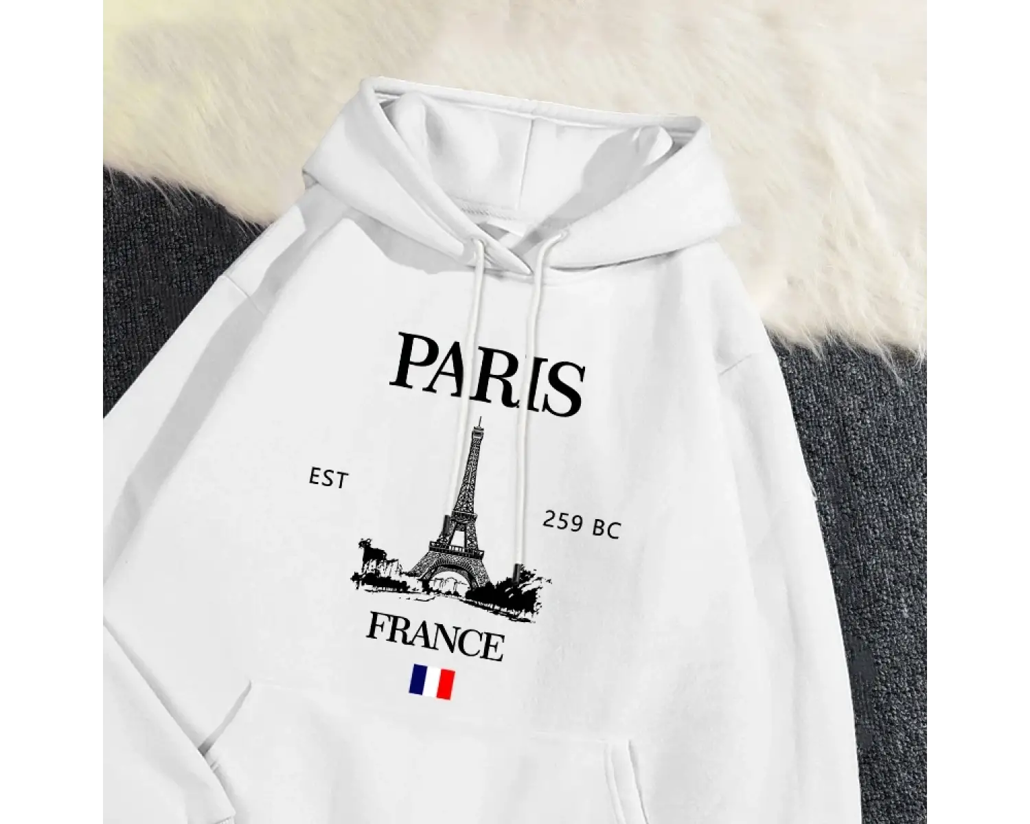 Moda bayan Hoodies Paris fransa eyfel kulesi baskı kazak cep yumuşak sıcak nefes kazak sonbah