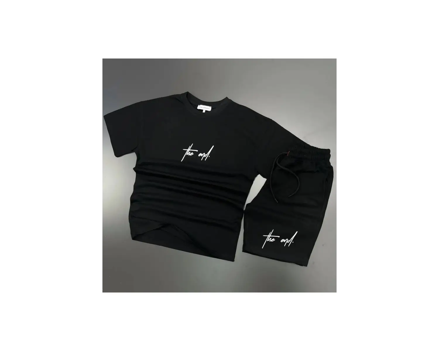 MODARİCH The End Beyaz T-shirt Siyah Penye Şort - Şort Tişört Alt Üst Takım Baskılı Oversize