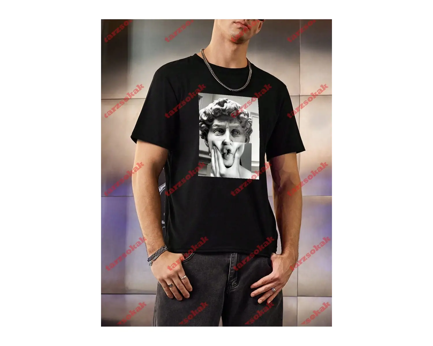 Model 3278 Erkek Yazlık Yuvarlak Yaka Kısa Kollu Günlük Tişört, Yaz