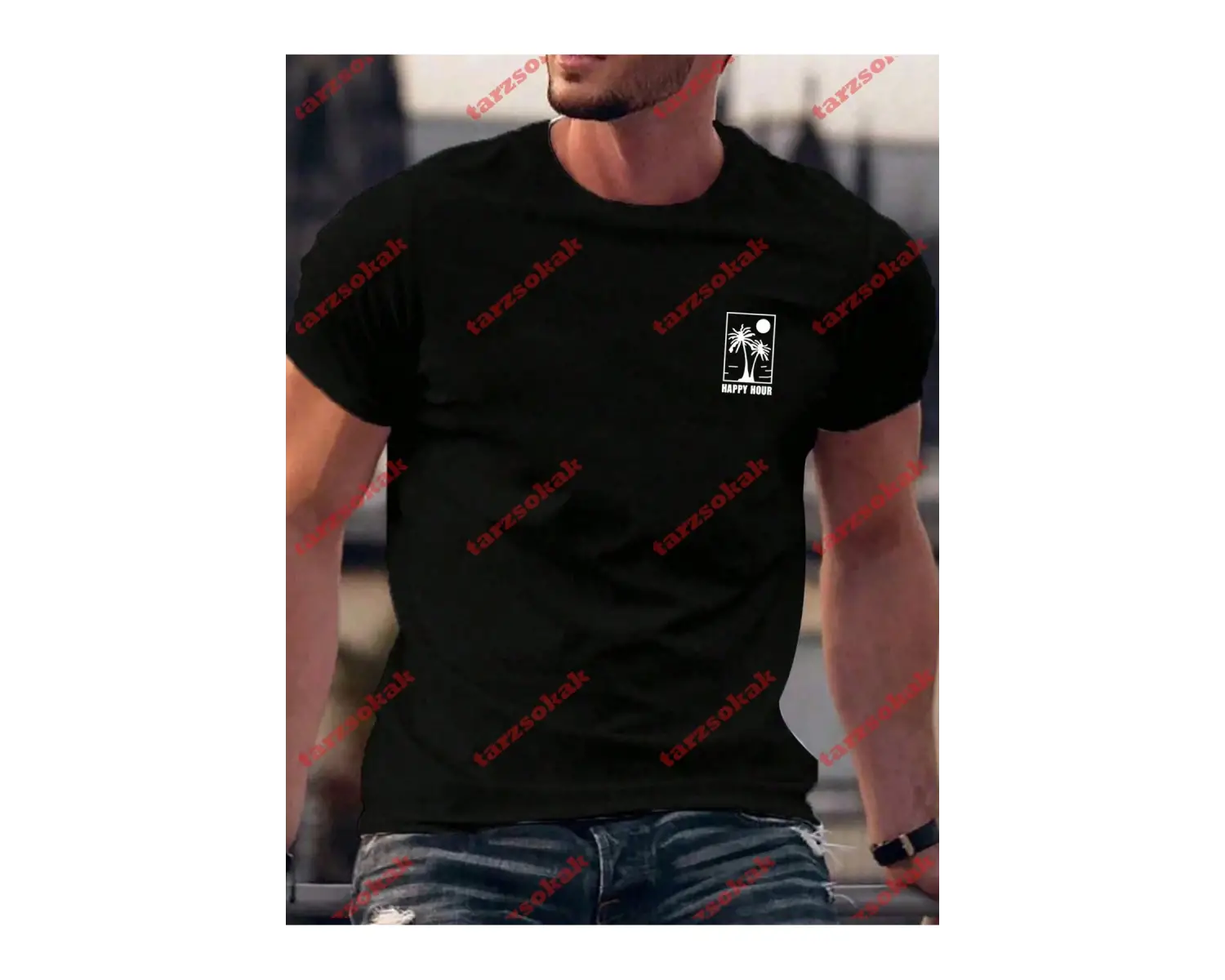 Model 3402 Erkek Yazlık Yuvarlak Yaka Kısa Kollu Günlük Tişört, Yaz