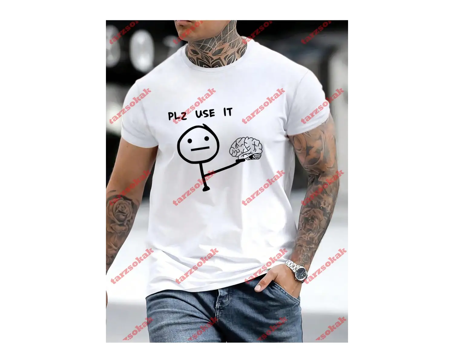 Model 3473 Erkek Yazlık Yuvarlak Yaka Kısa Kollu Günlük Tişört, Yaz