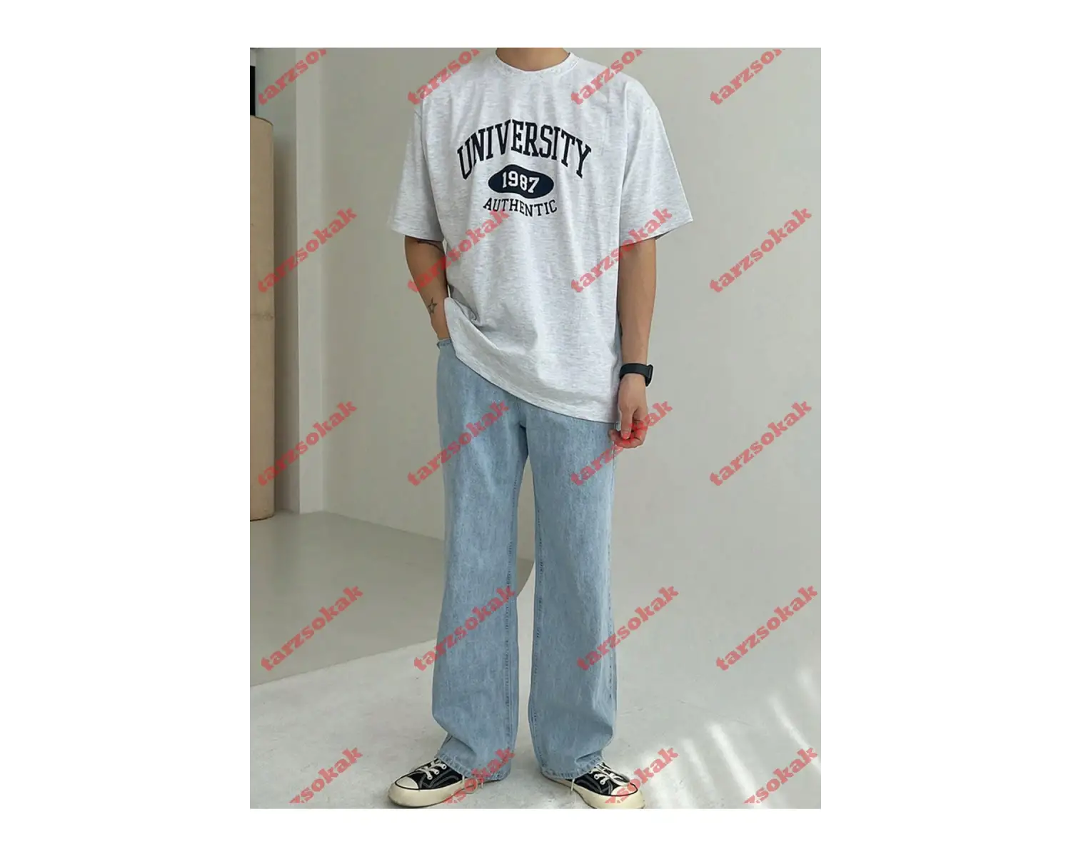 Model 3497 Erkek Yazlık Yuvarlak Yaka Kısa Kollu Günlük Tişört, Yaz