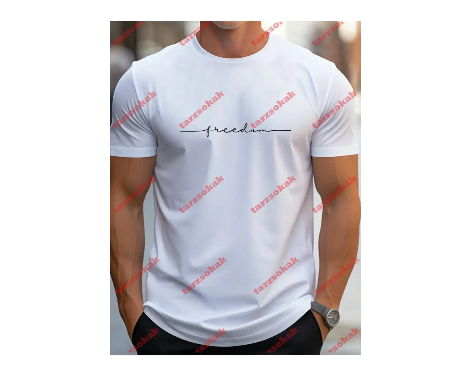 Model 3526 Erkek Yazlık Yuvarlak Yaka Kısa Kollu Günlük Tişört, Yaz