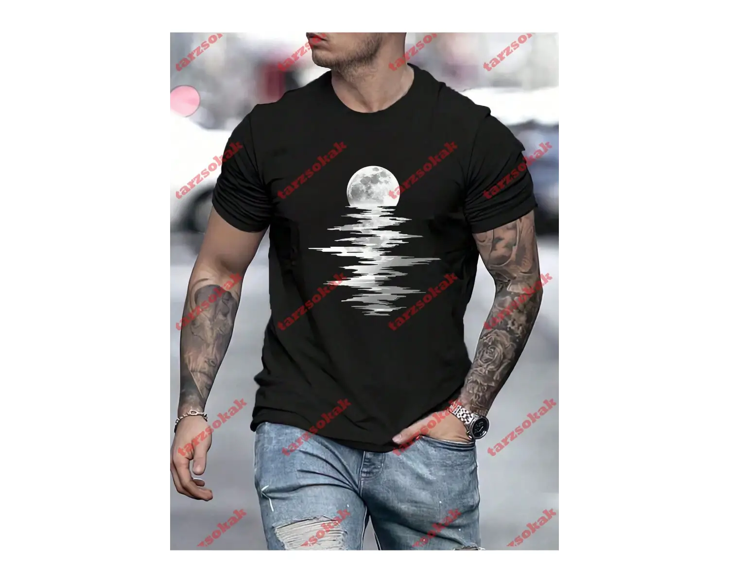 Model 3549 Erkek Yazlık Yuvarlak Yaka Kısa Kollu Günlük Tişört, Yaz