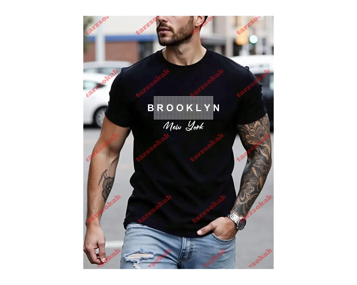 Model 3551 Erkek Yazlık Yuvarlak Yaka Kısa Kollu Günlük Tişört, Yaz