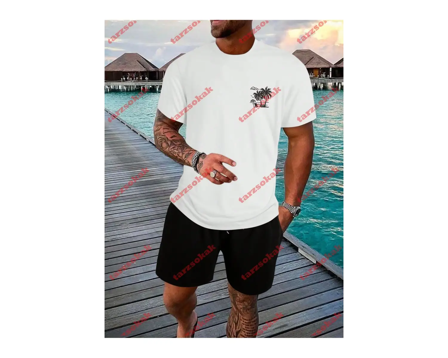 Model 3601 Erkek Yazlık Yuvarlak Yaka Kısa Kollu Günlük Tişört, Yaz