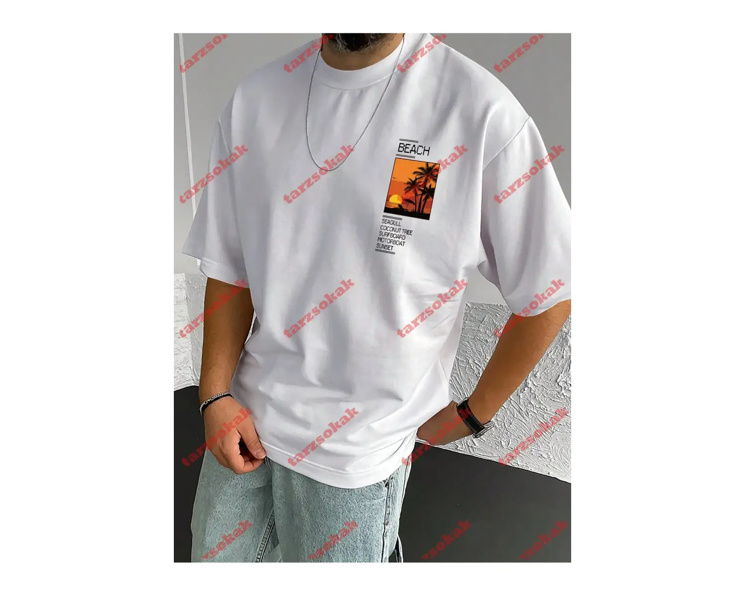 Model 3680 Erkek Yazlık Yuvarlak Yaka Kısa Kollu Günlük Tişört, Yaz