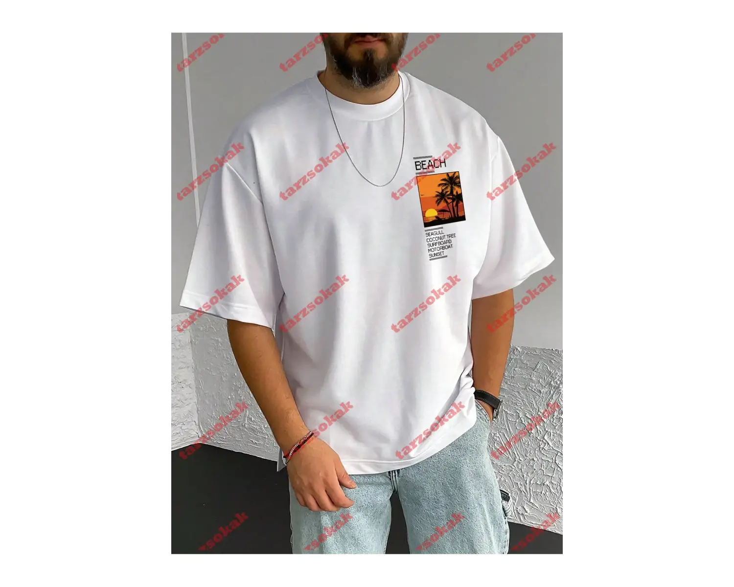 Model 3680 Erkek Yazlık Yuvarlak Yaka Kısa Kollu Günlük Tişört, Yaz