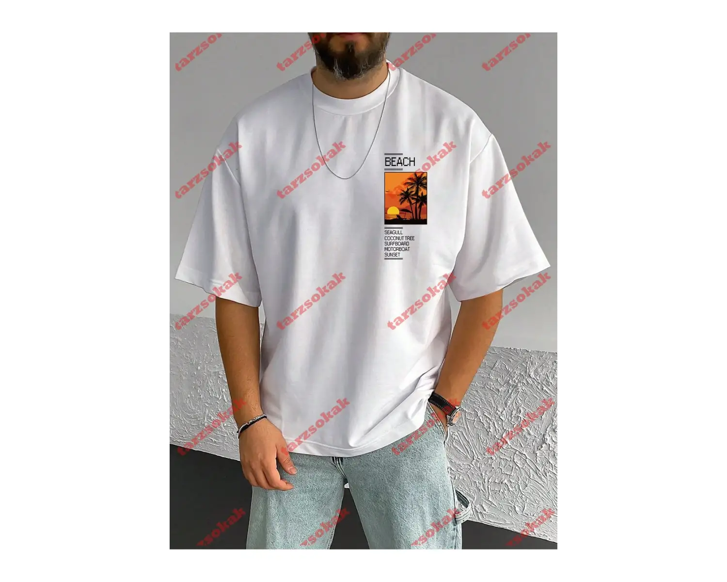 Model 3680 Erkek Yazlık Yuvarlak Yaka Kısa Kollu Günlük Tişört, Yaz