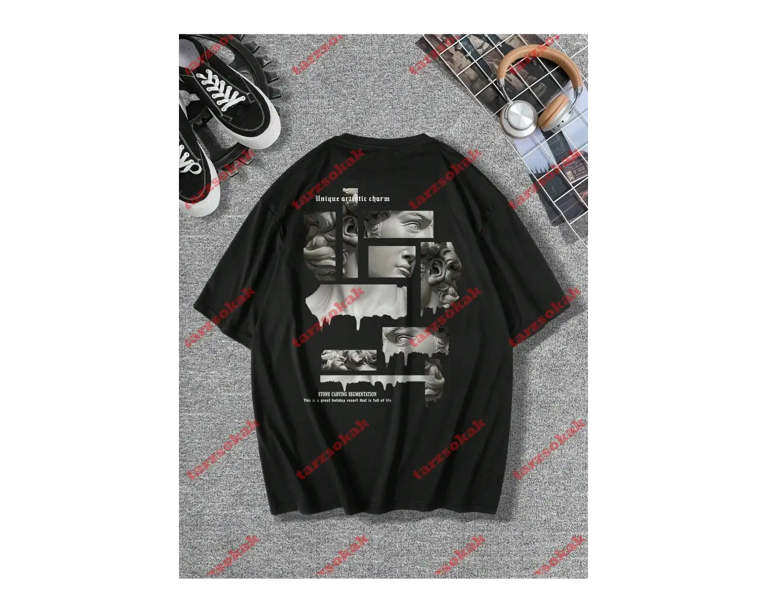 Model 3687 Erkek Yazlık Yuvarlak Yaka Kısa Kollu Günlük Tişört, Yaz