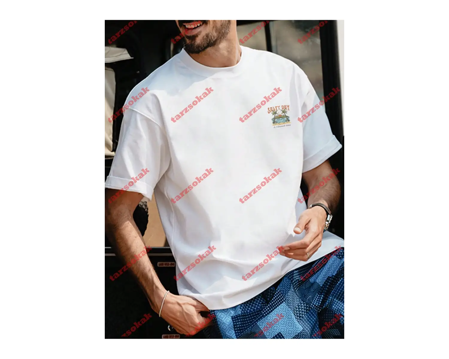 Model 3698 Erkek Yazlık Yuvarlak Yaka Kısa Kollu Günlük Tişört, Yaz