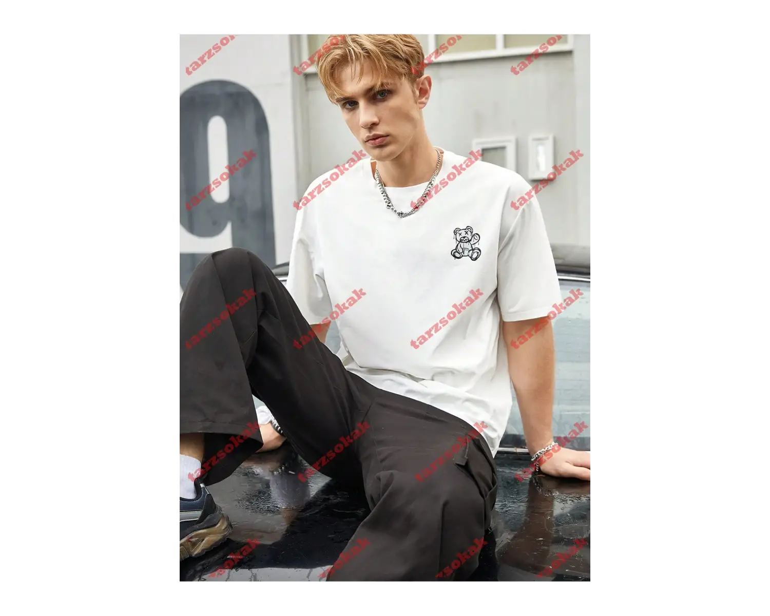 Model 3755 Erkek Yazlık Yuvarlak Yaka Kısa Kollu Günlük Tişört, Yaz