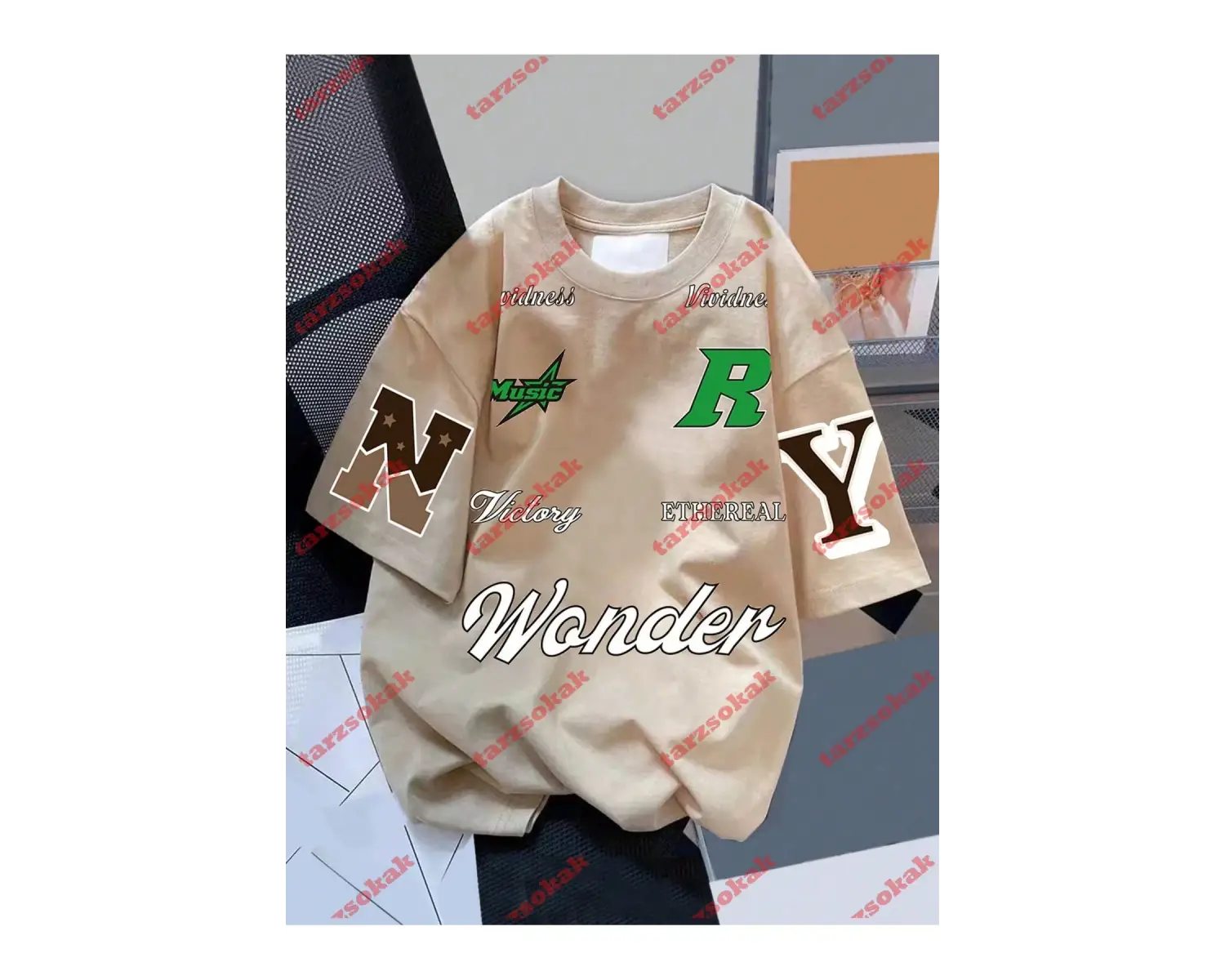 Model 3767 Erkek Yazlık Yuvarlak Yaka Kısa Kollu Günlük Tişört, Yaz