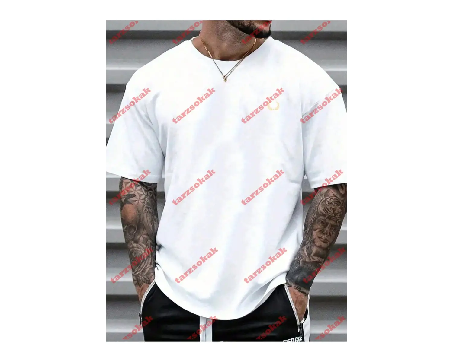 Model 3802 Erkek Yazlık Yuvarlak Yaka Kısa Kollu Günlük Tişört, Yaz