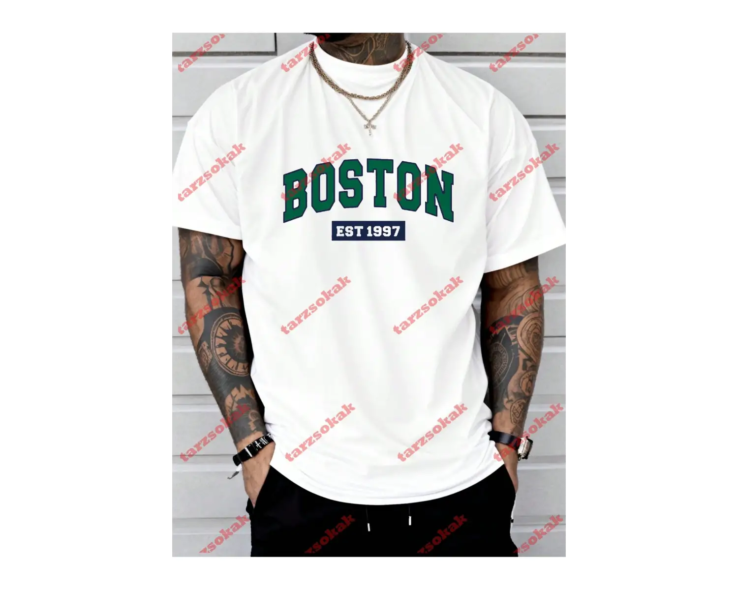 Model 3893 Erkek Yazlık Yuvarlak Yaka Kısa Kollu Günlük Tişört, Yaz