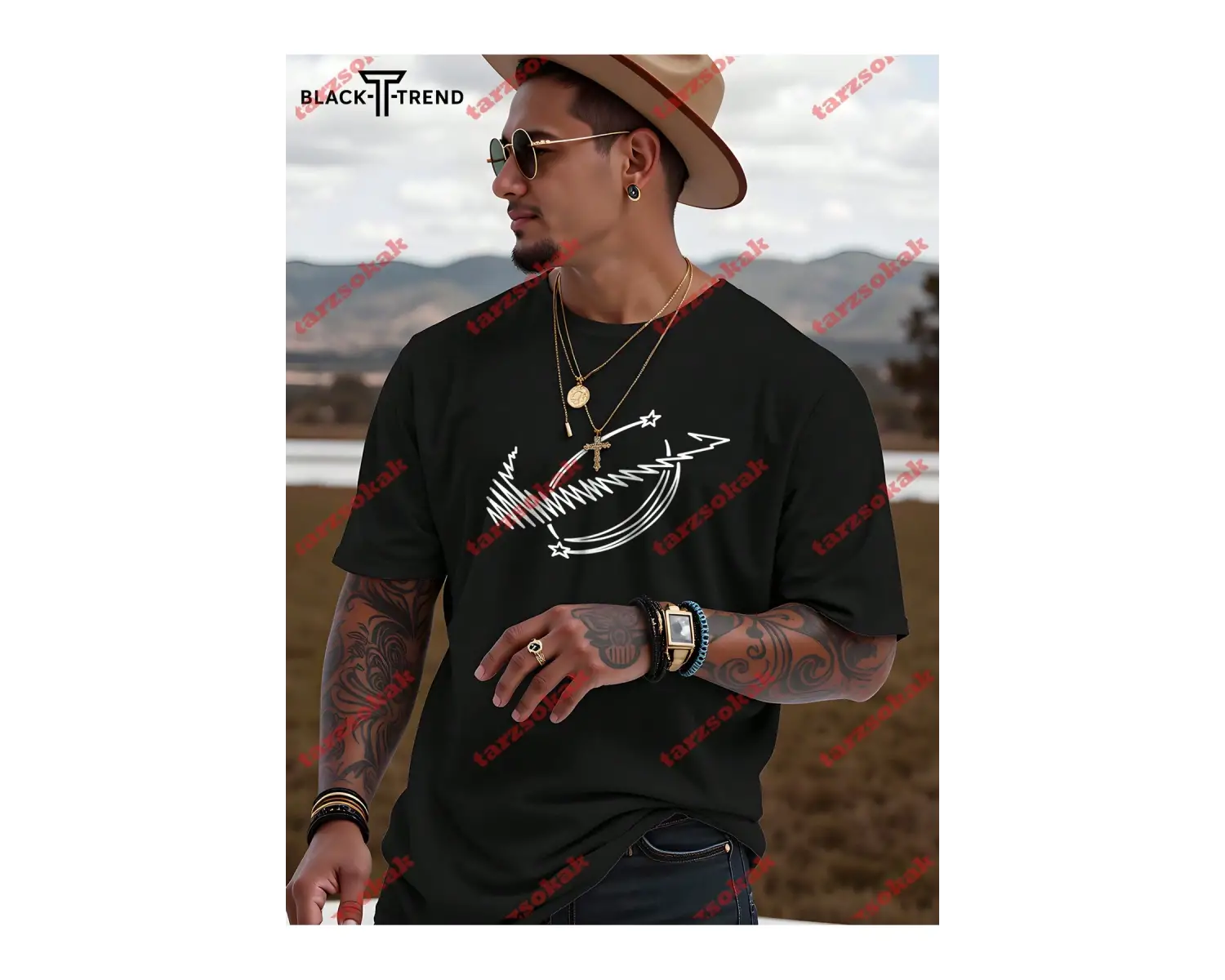 Model 3921 Erkek Yazlık Yuvarlak Yaka Kısa Kollu Günlük Tişört, Yaz