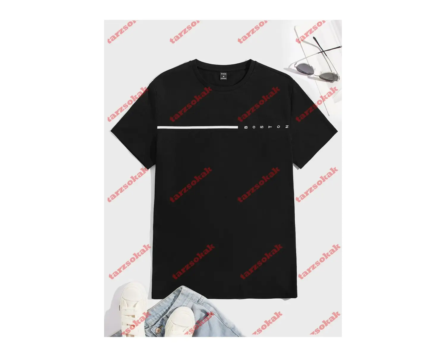 Model 3945 Erkek Yazlık Yuvarlak Yaka Kısa Kollu Günlük Tişört, Yaz