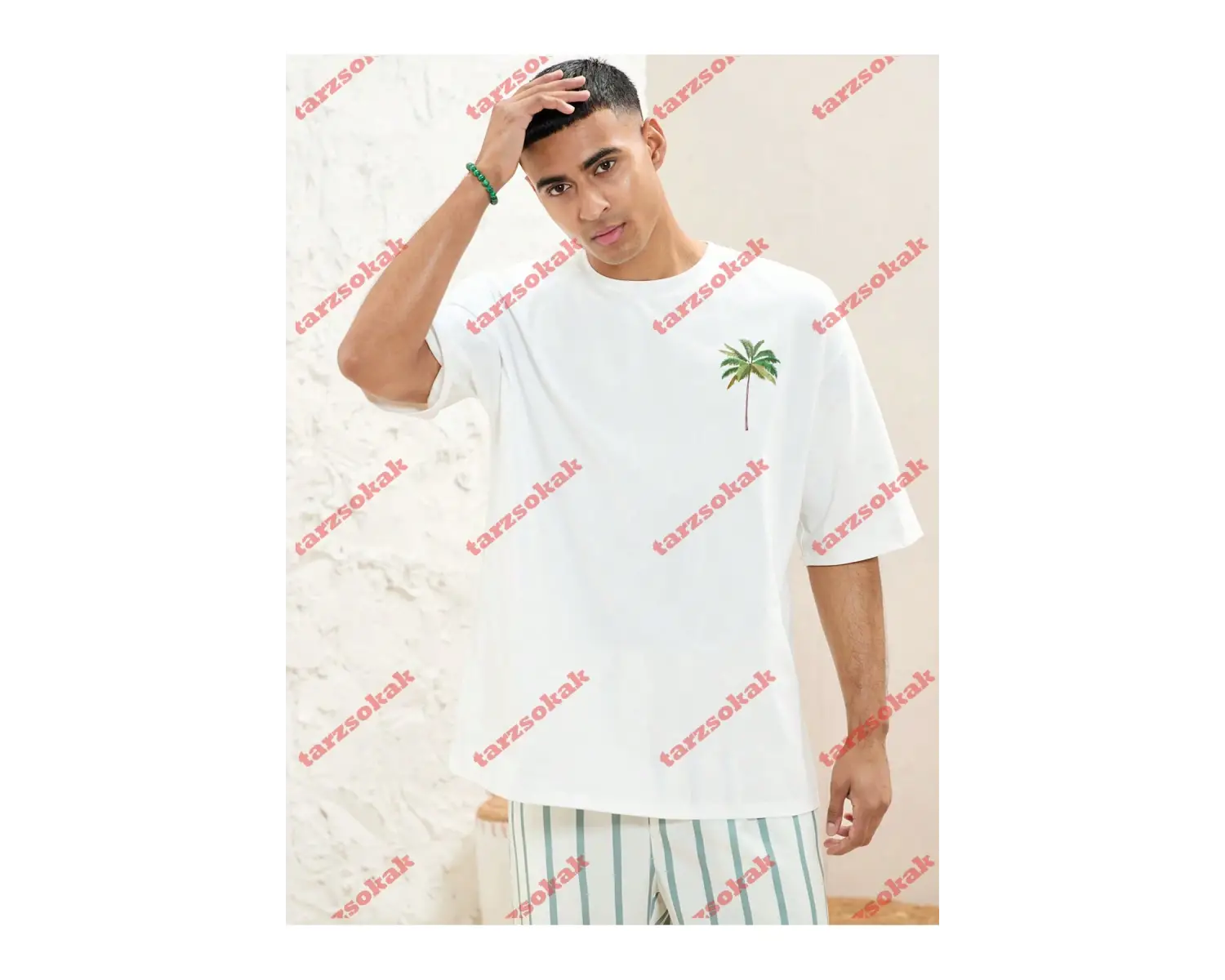 Model 3957 Erkek Yazlık Yuvarlak Yaka Kısa Kollu Günlük Tişört, Yaz
