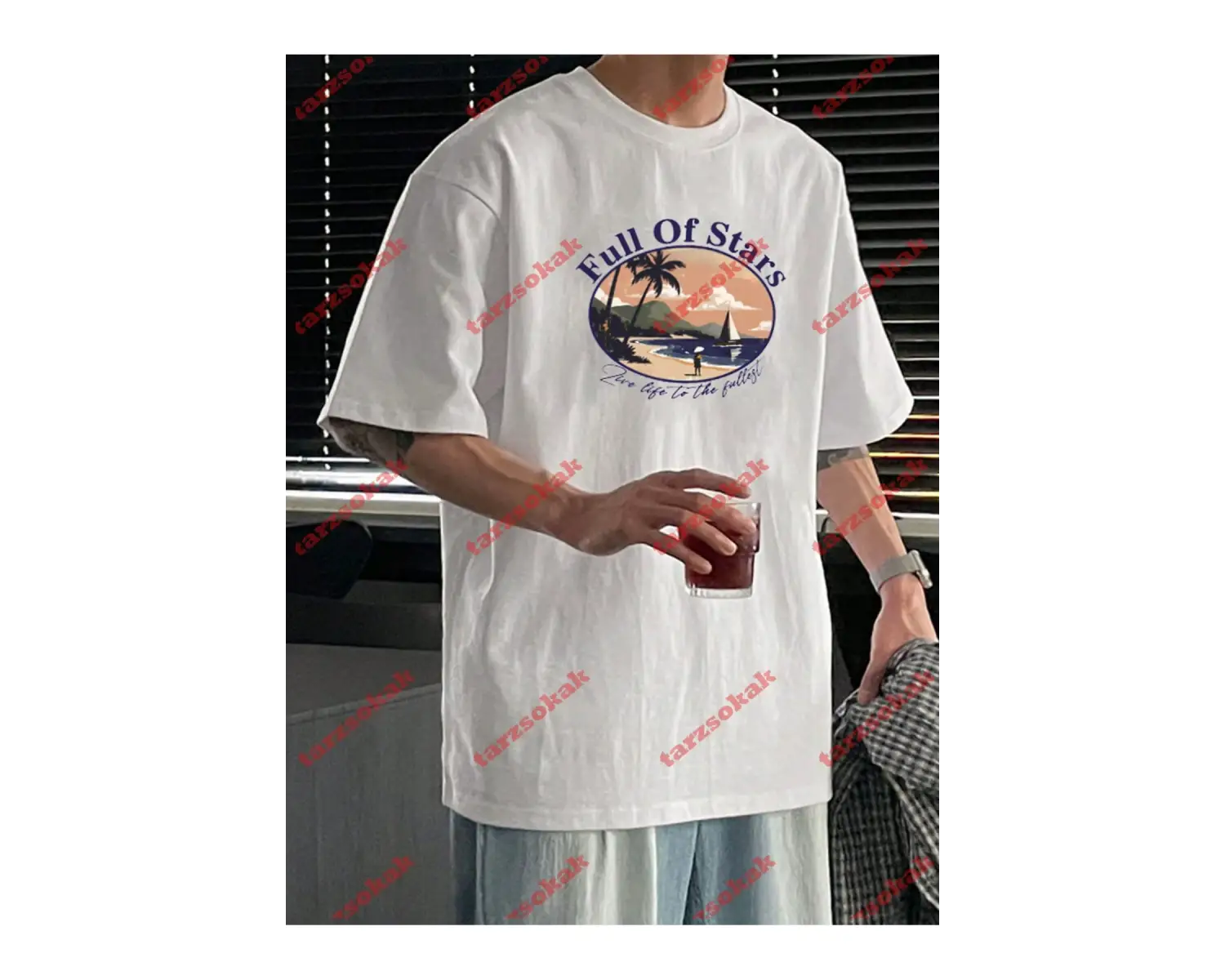 Model 3982 Erkek Yazlık Yuvarlak Yaka Kısa Kollu Günlük Tişört, Yaz