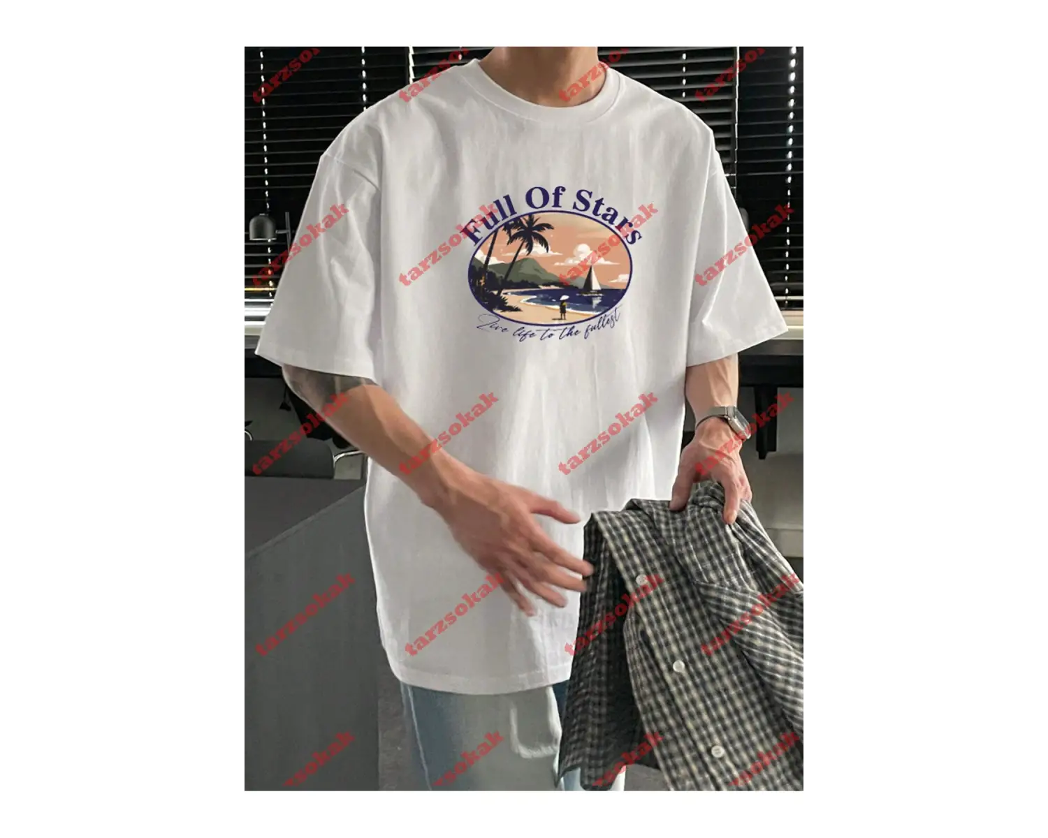 Model 3982 Erkek Yazlık Yuvarlak Yaka Kısa Kollu Günlük Tişört, Yaz