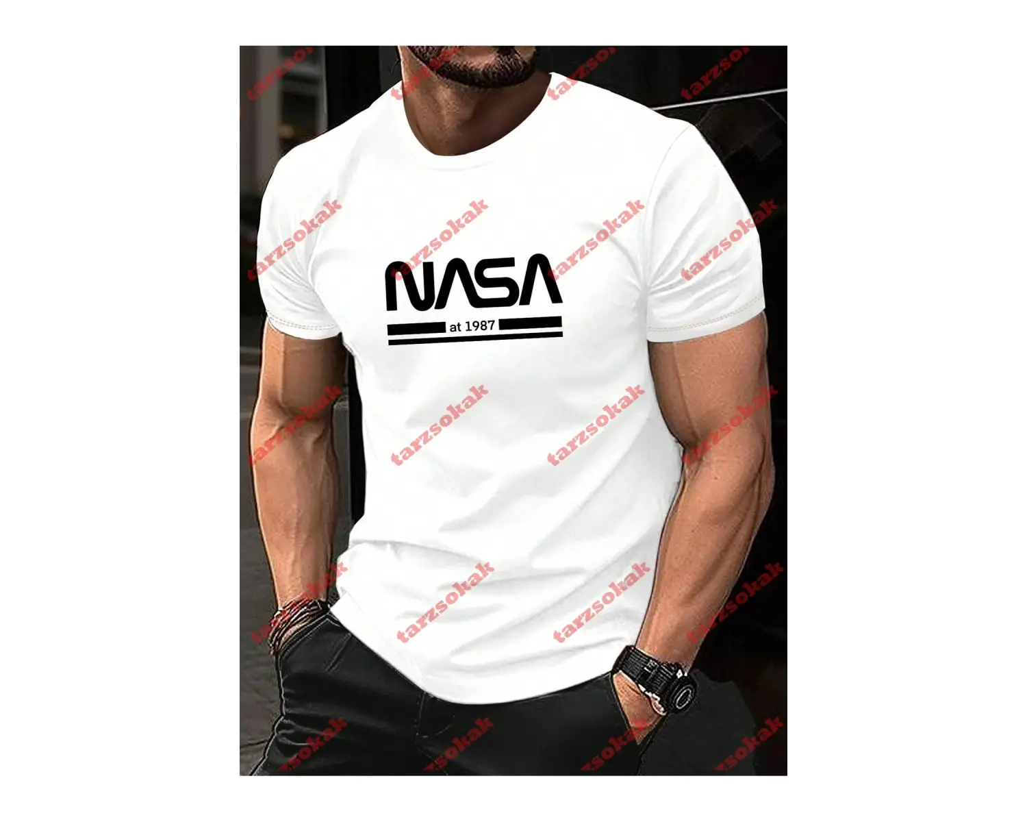 Model 3989 Erkek Yazlık Yuvarlak Yaka Kısa Kollu Günlük Tişört, Yaz