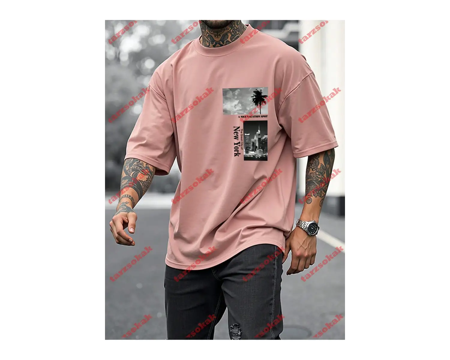 Model 4018 Erkek Yazlık Yuvarlak Yaka Kısa Kollu Günlük Tişört, Yaz