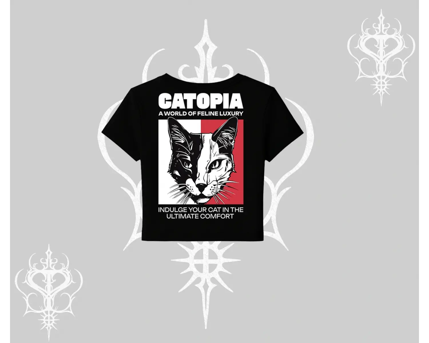 Modern Kedi Temalı Arka Baskılı Babby Tee Tshirt