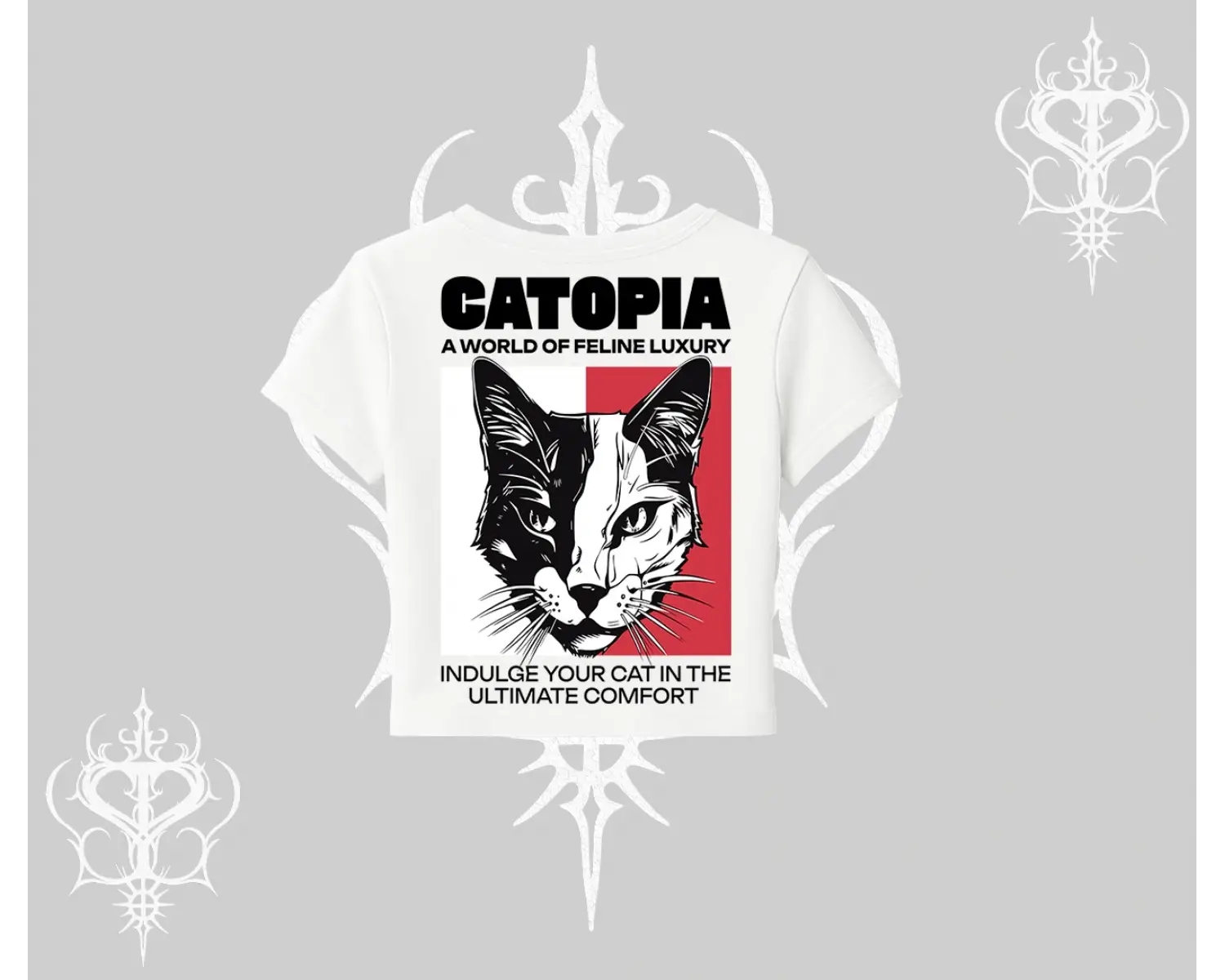 Modern Kedi Temalı Arka Baskılı Babby Tee Tshirt