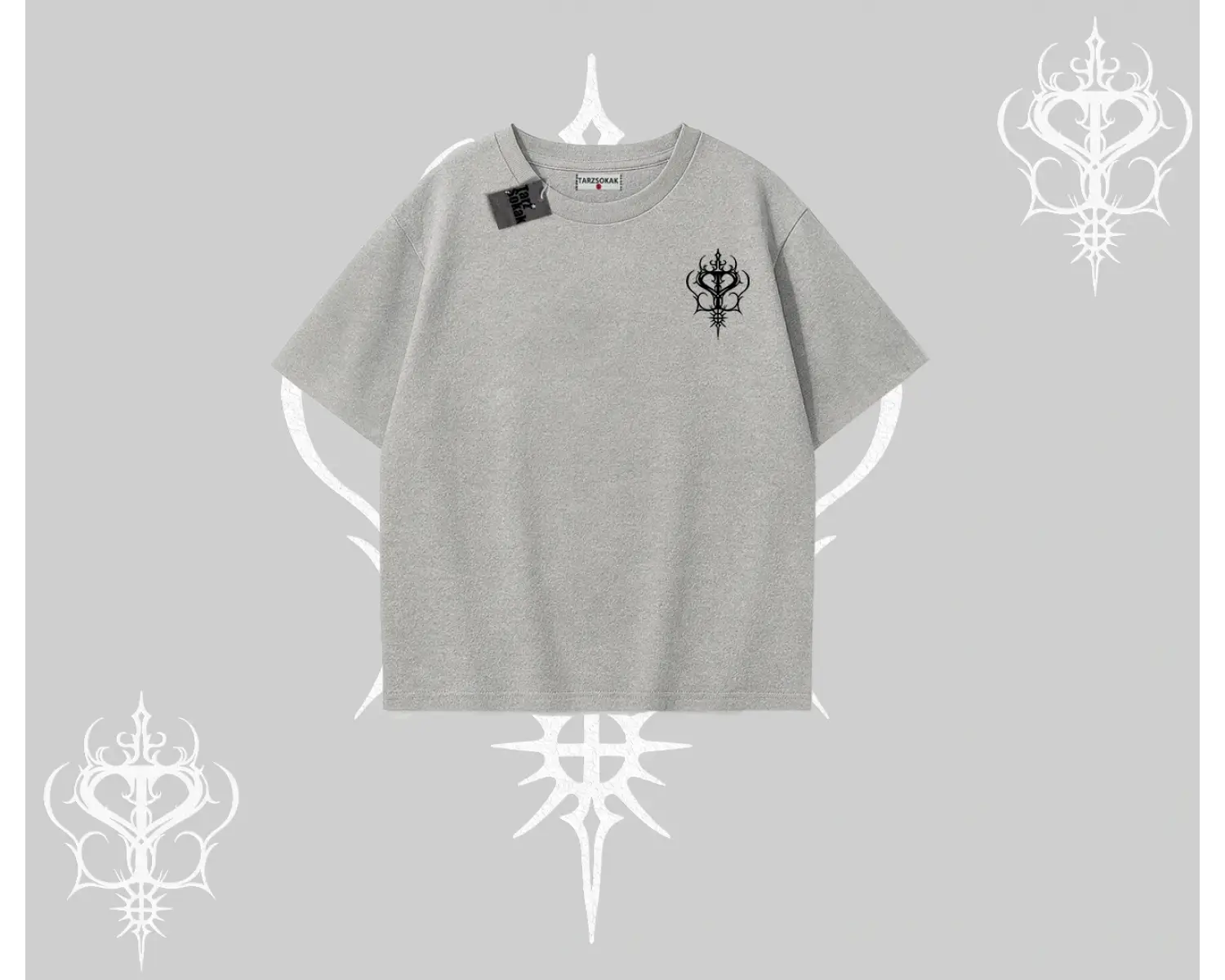 Modern Kedi Temalı Arka Baskılı Oversize Tshirt