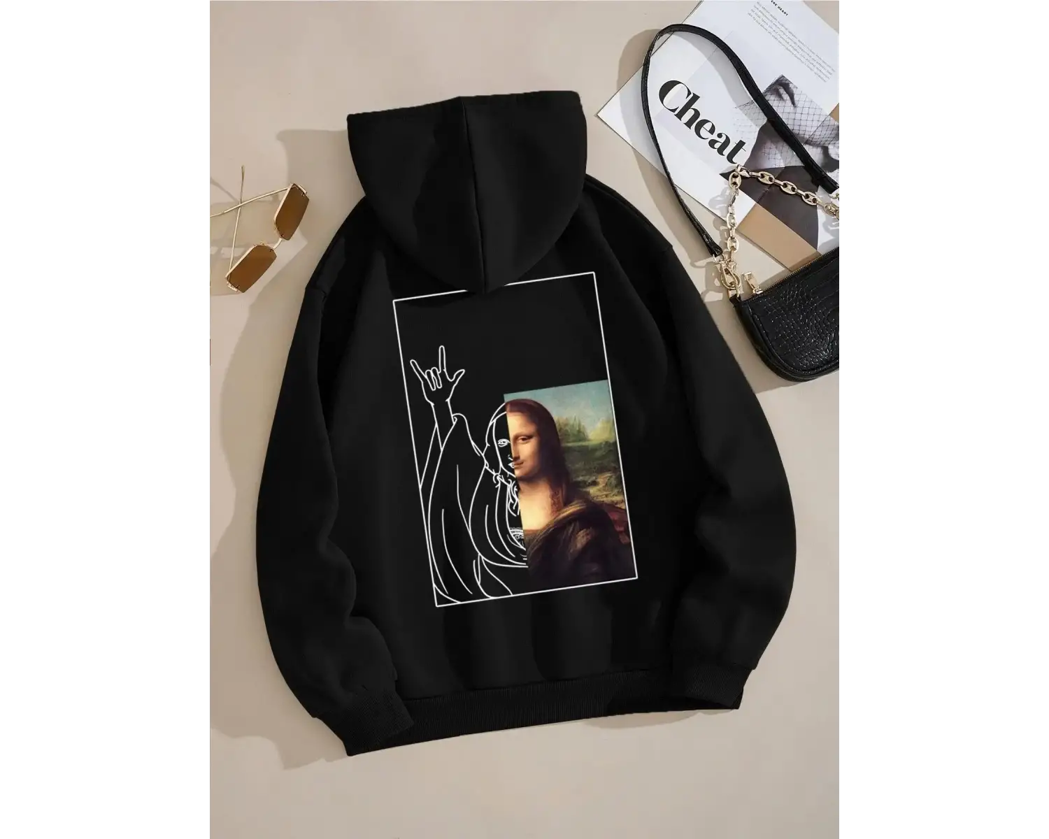 Mona Lisa Seni Seviyorum Söyledi Hoodie kadın Gevşek Sonbahar Hoody Basit Polar Kazak Sokak B
