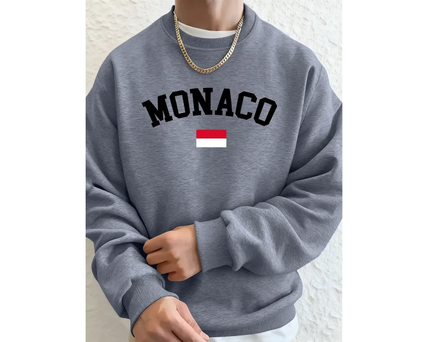 Monaco Bayrağı Baskılı Erkek Kapüşonlu Sweatshirtleri Sonbahar Kış Polar Sıcak Sweatshirtler