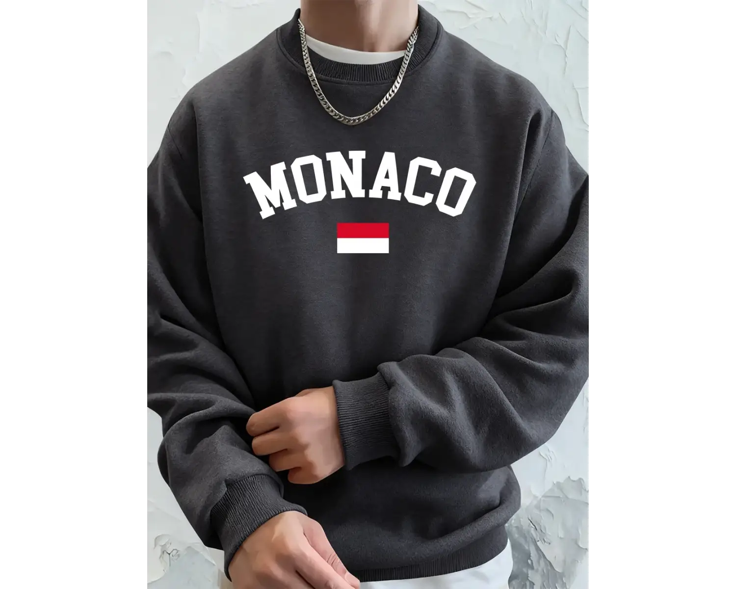 Monaco Bayrağı Baskılı Erkek Kapüşonlu Sweatshirtleri Sonbahar Kış Polar Sıcak Sweatshirtler