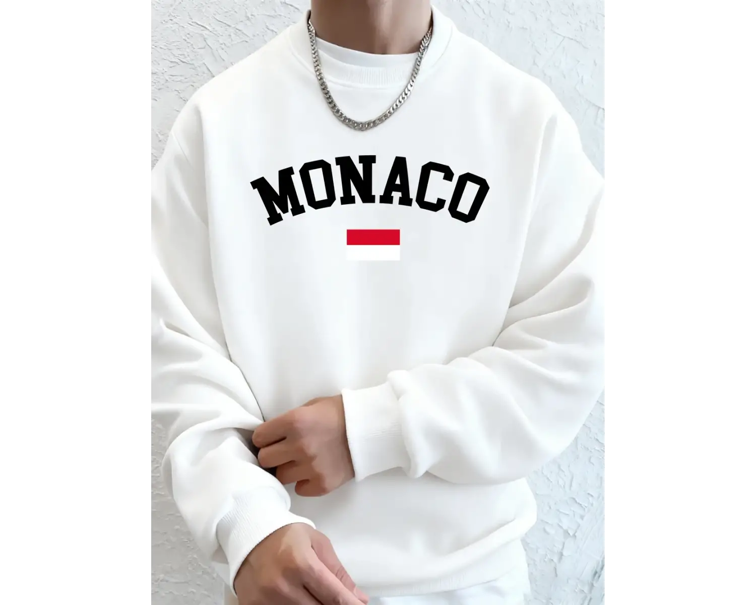 Monaco Bayrağı Baskılı Erkek Kapüşonlu Sweatshirtleri Sonbahar Kış Polar Sıcak Sweatshirtler