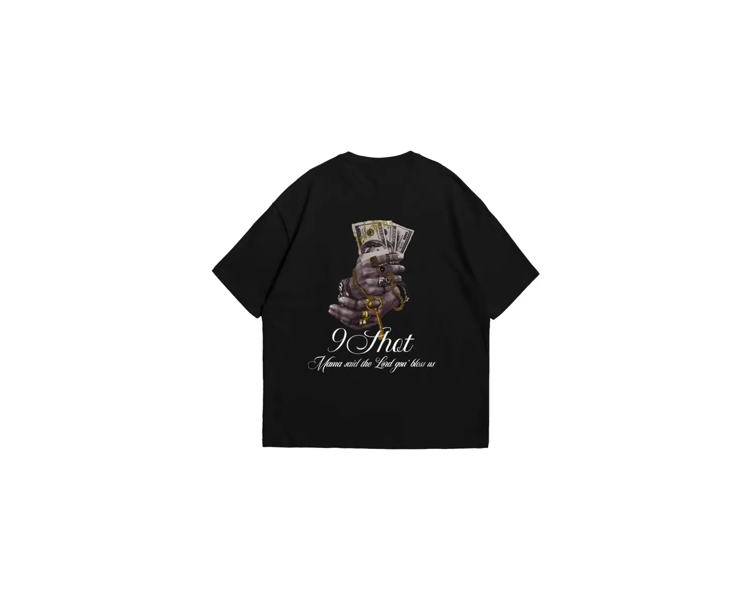 Money Hand Baskılı Oversize Unisex Beyaz