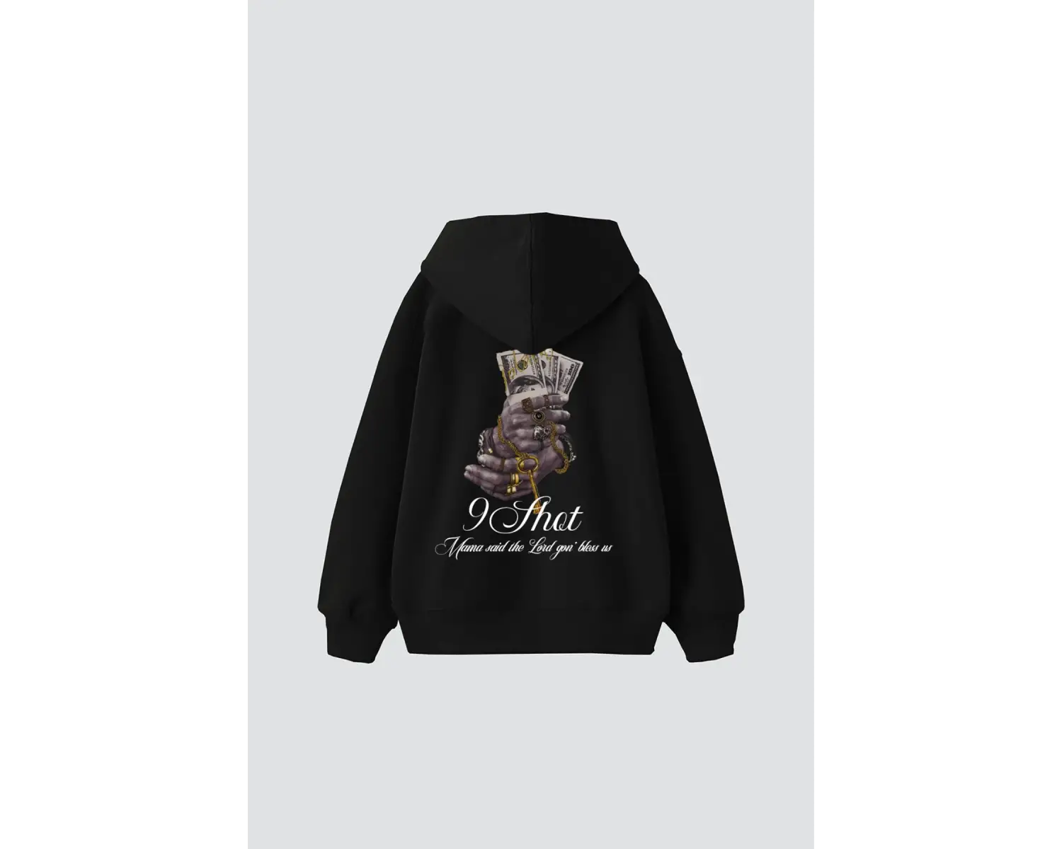 Money Hand Baskılı Oversize Unisex Premium Siyah