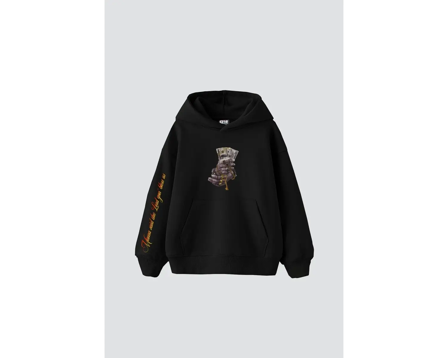 Money Hand Baskılı Oversize Unisex Premium Siyah