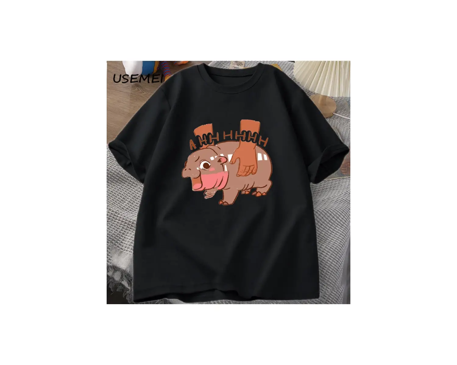 Moo Deng Meme T Shirt komik I Love Moo Deng TeeHippo sevgilisi T-shirt pamuk kısa kol 2980