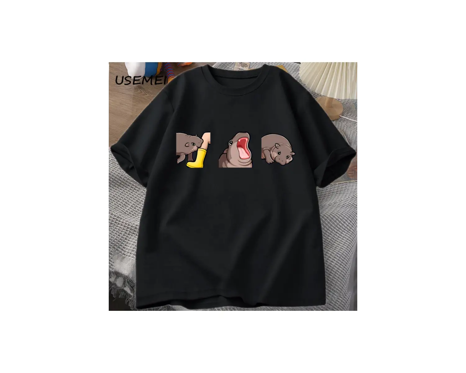 Moo Deng T Shirt komik bebek Hippo Moo Deng Gang T-shirt sevimli bebek Pygmy Hippo Moo Deng T 2882