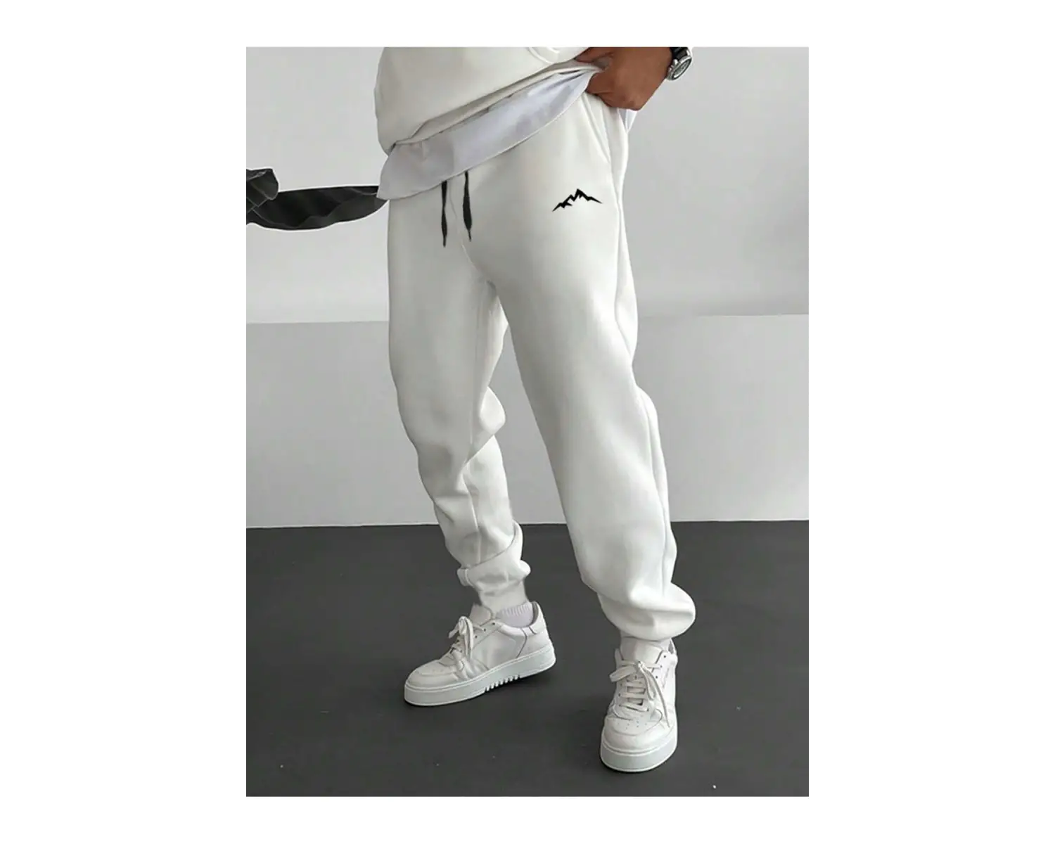 Mountain Print Drawstring Waist Eşofman Altı