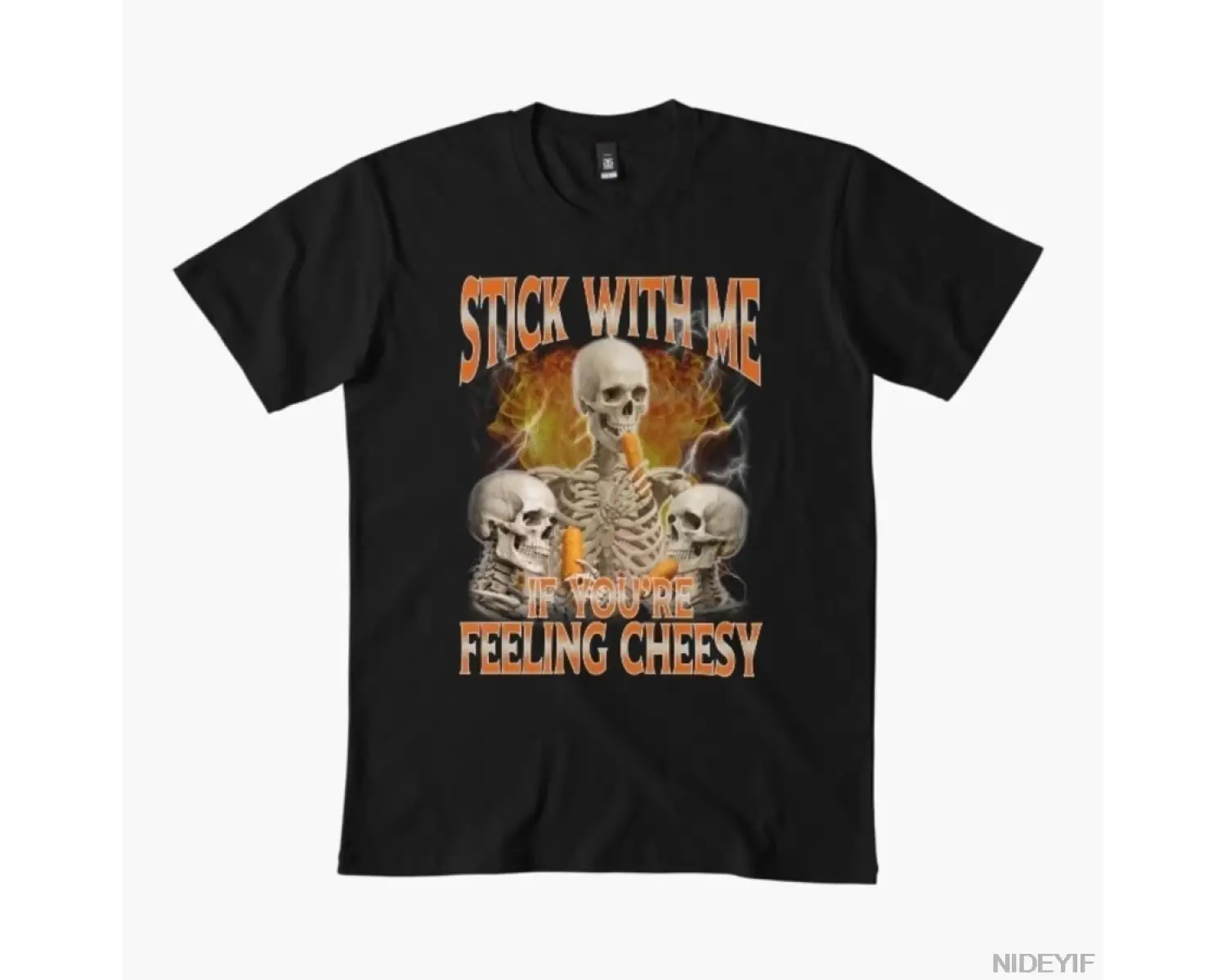 Mozzarella Çubukları Pun Bootleg Rap Tarzı Komik Meme İskelet Tişörtü Erkekler Kadınlar İçin