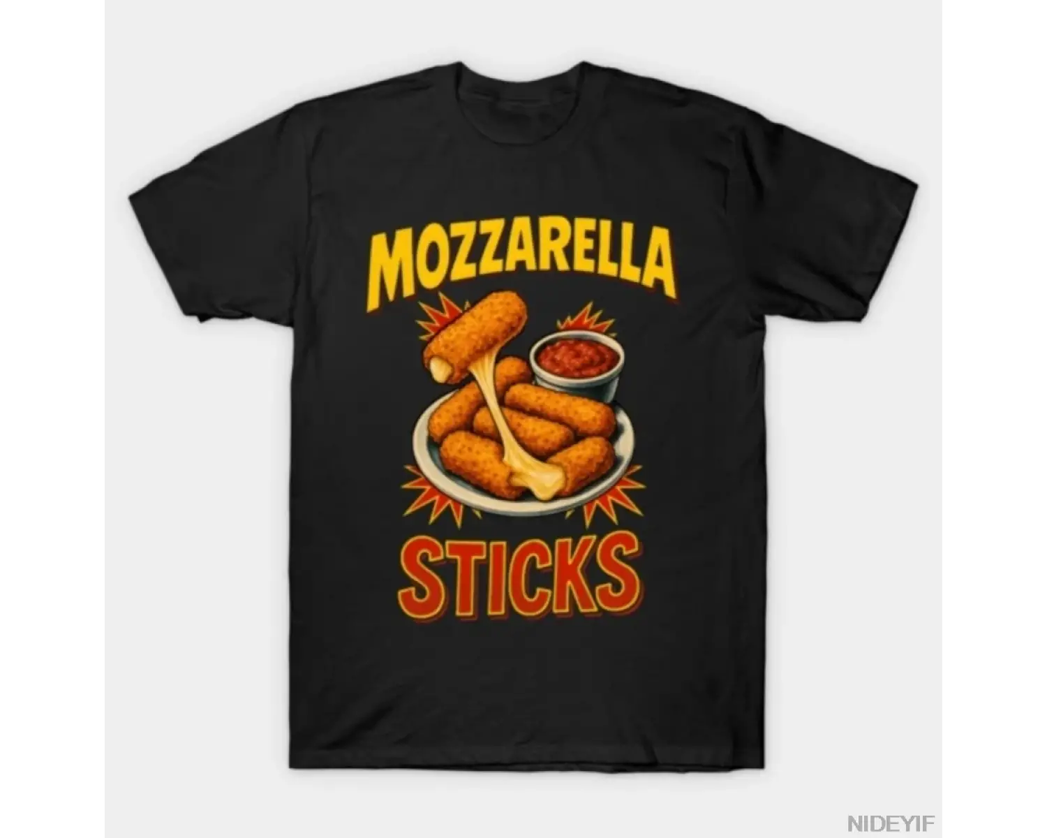 Mozzarella Peyniri Çubukları Komik Mozzarella Çubukları Meme T-shirt Erkekler Kadınlar Için %