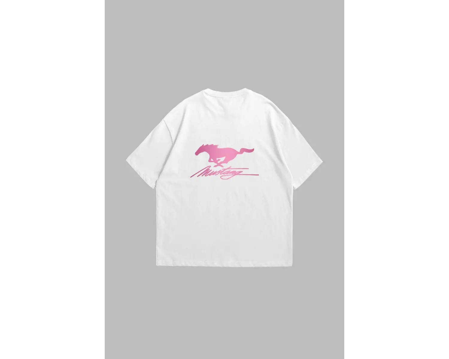 Mstng Racing Baskılı Oversize Unisex Beyaz