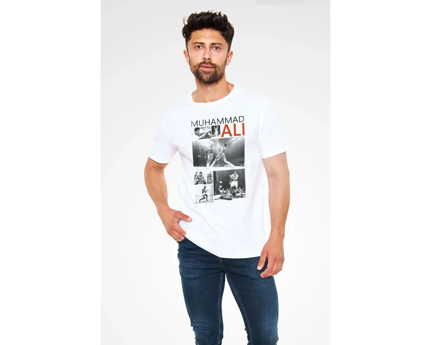 Muhammed Ali Beyaz Unisex Tişört T-shirt