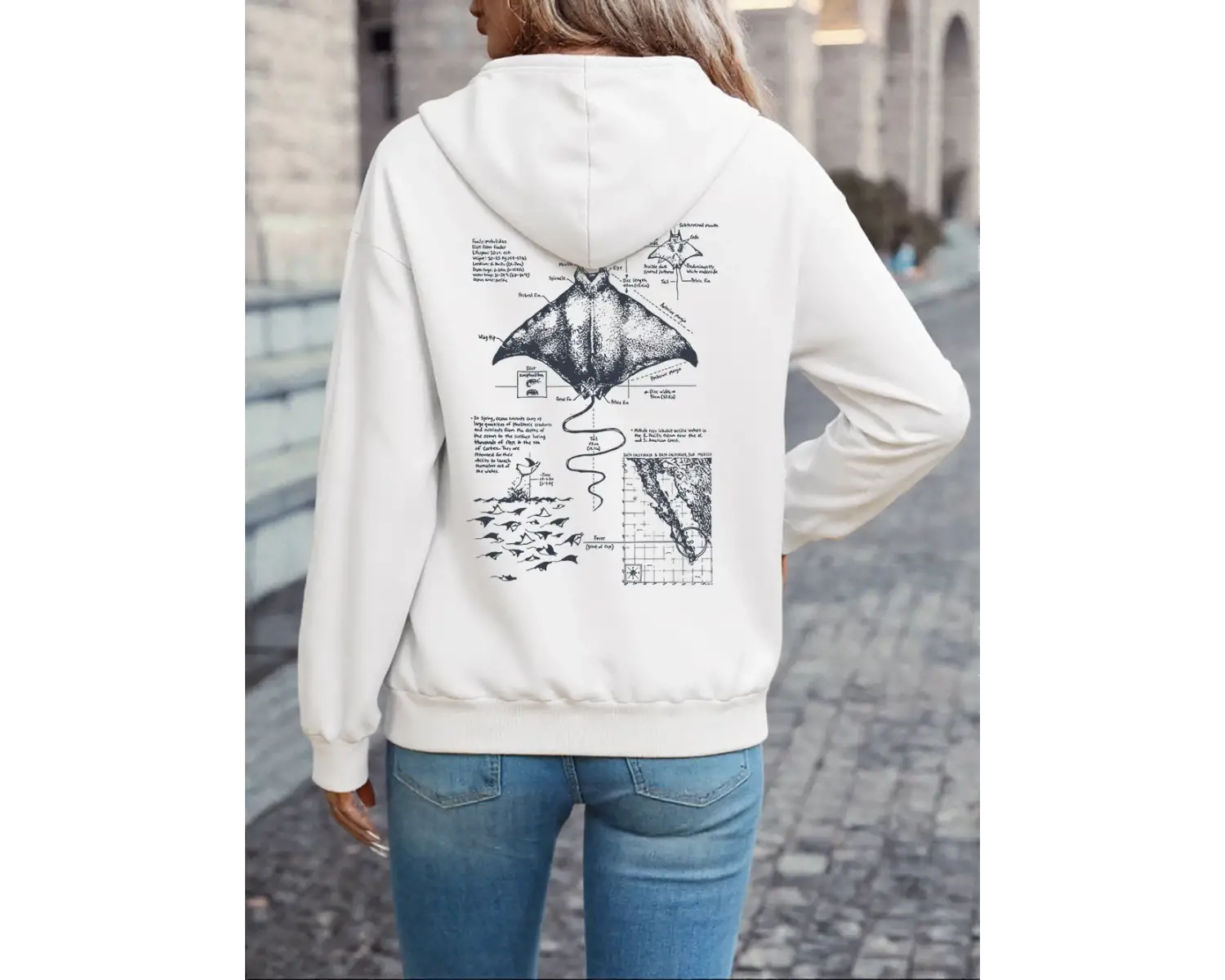 Munks Devil Ray Baskılı Kapüşonlu Sweatshirtler Kadın Kışlık Polar Sıcak Sweatshirtler Günlük